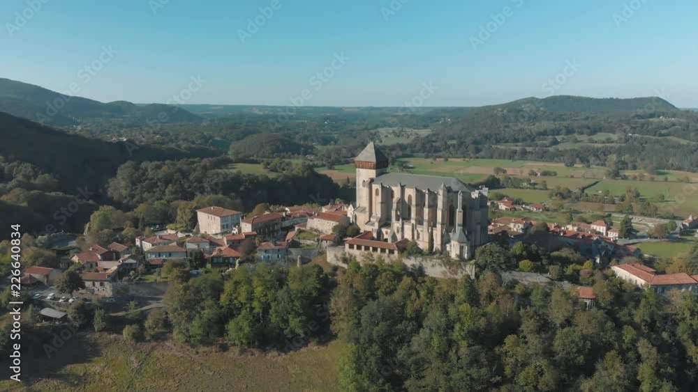 Aerial View of the Cathedral Notre-Dame of Saint-Bertand de Comminges, by Drone, France 10 Aerial View of the Cathedral Notre-Dame of Saint-Bertand de Comminges, by Drone, France 10