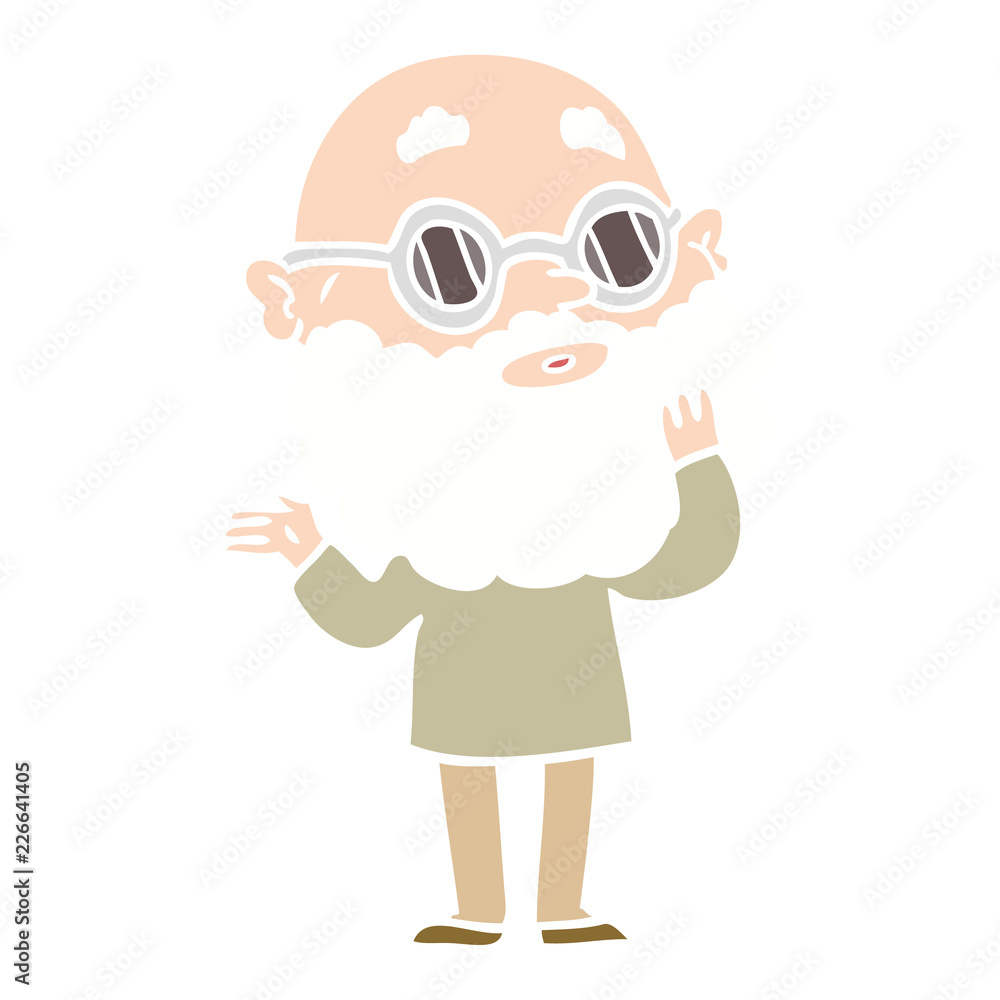 flat color style cartoon curious man with beard and glasses flat color style cartoon curious man with beard and glasses