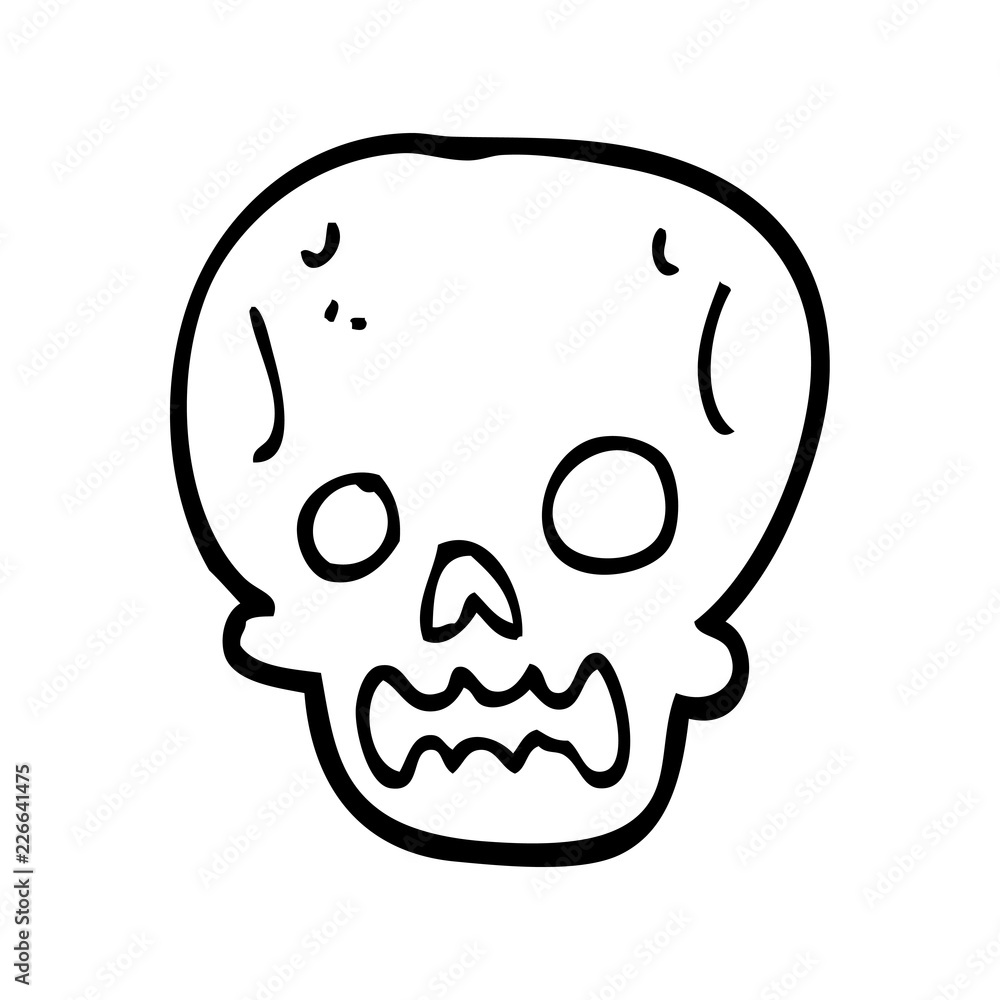 Fototapeta premium line drawing cartoon halloween skull