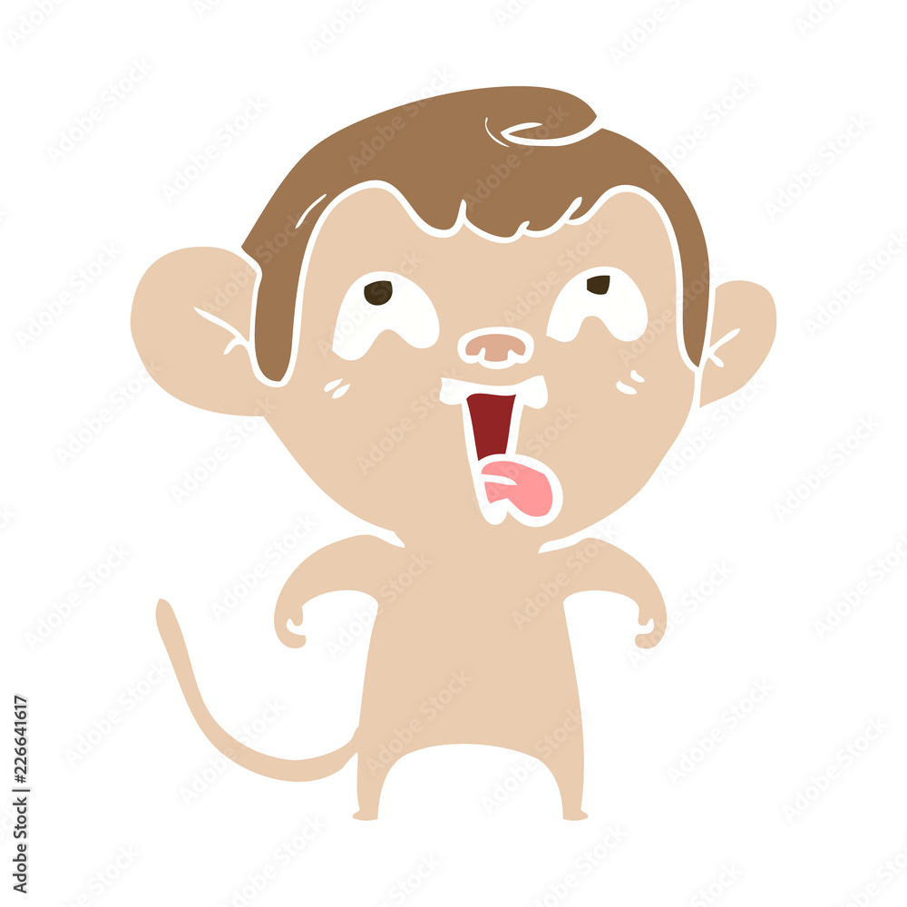 Fototapeta premium crazy flat color style cartoon monkey