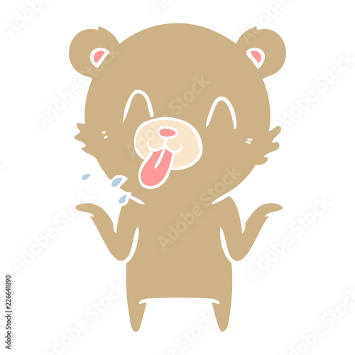 rude flat color style cartoon bear