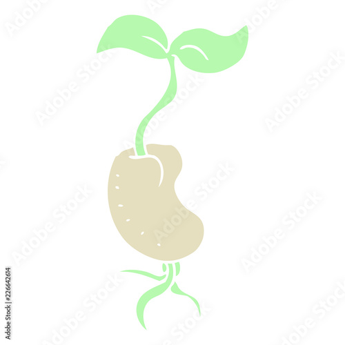 flat color illustration of a cartoon sprouting seed