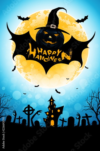 Halloween Background with Bat Monster