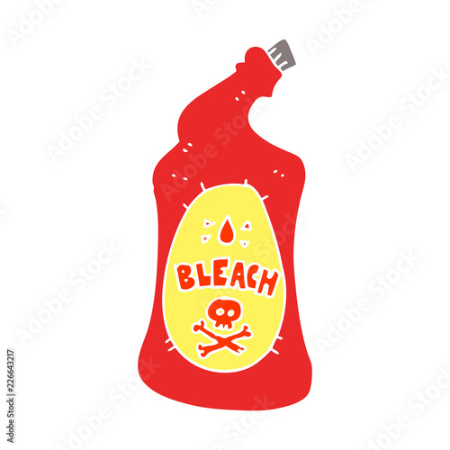 flat color illustration of a cartoon bleach bottle