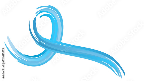 Blue ribbon painting brush vector. Prostate cancer awareness month ribbon isolated on white background.