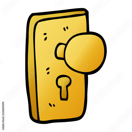 cartoon doodle door handle with keyhole