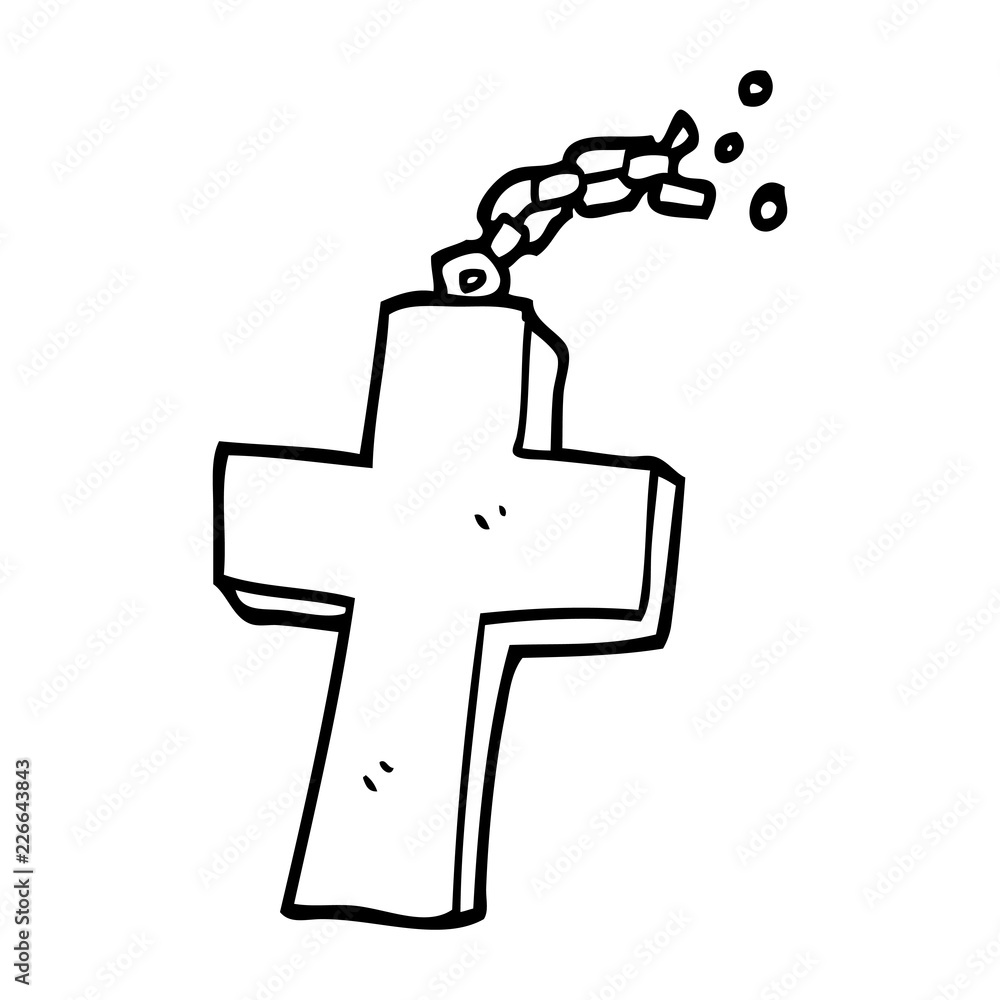 line drawing cartoon crucifix on chain Stock Vector | Adobe Stock
