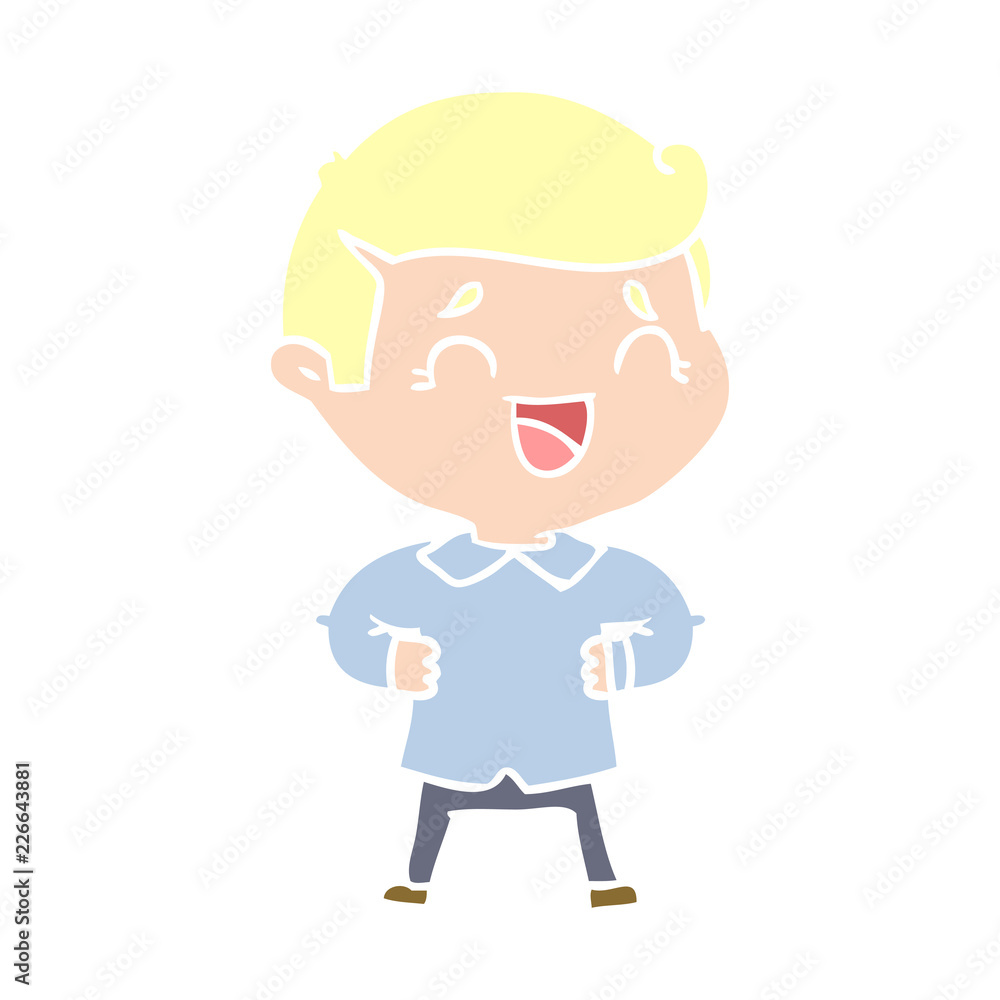 flat color style cartoon laughing man