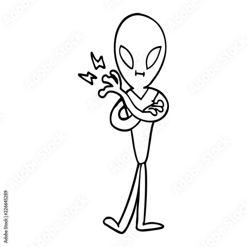 line drawing cartoon alien