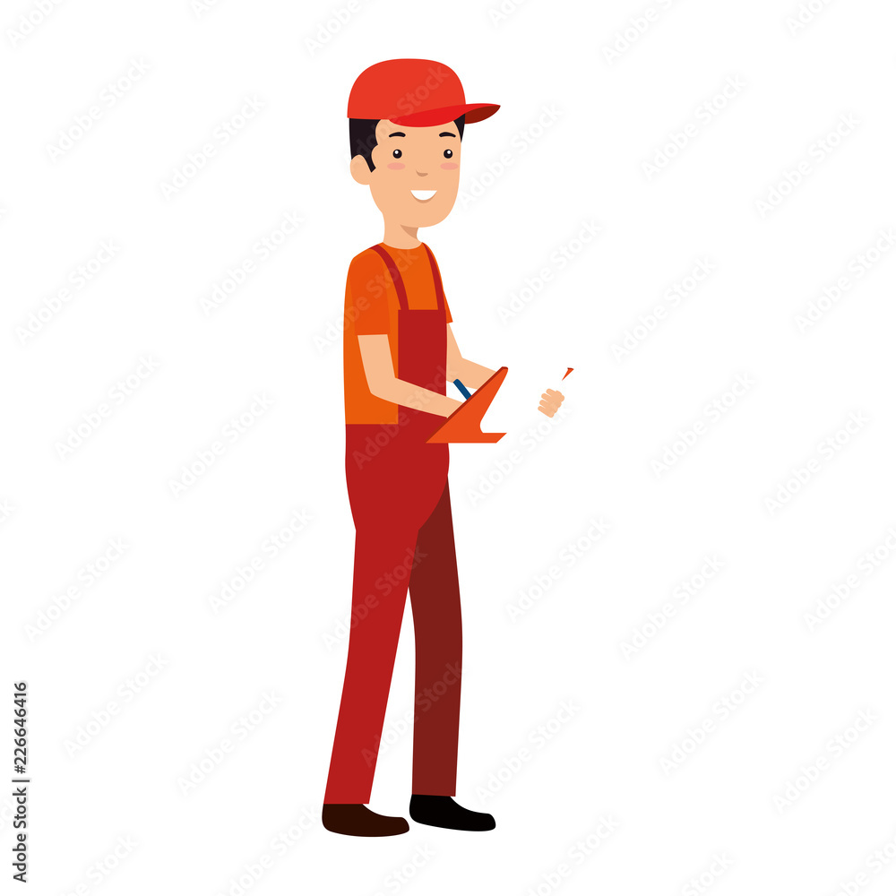 delivery worker with checklist character