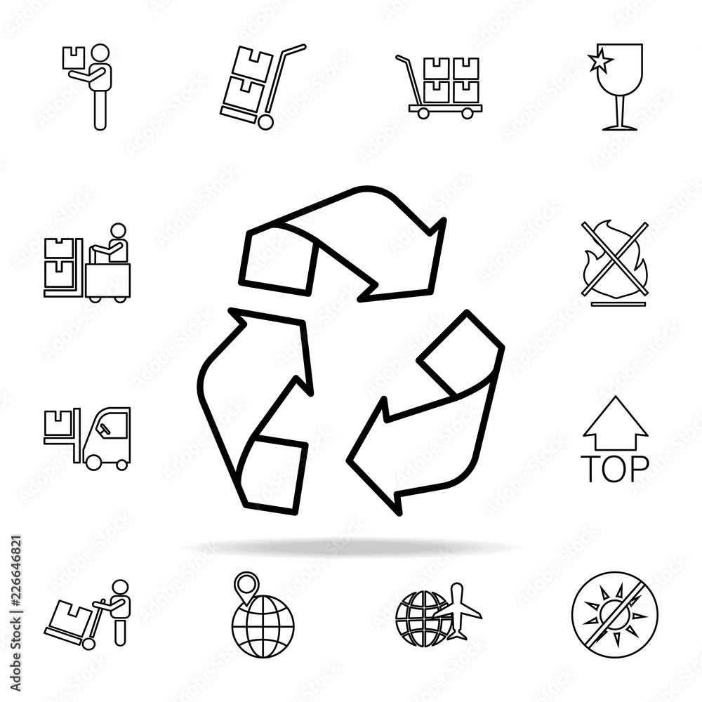 recycling mark outline icon. Cargo logistic icons universal set for web and mobile recycling mark outline icon. Cargo logistic icons universal set for web and mobile