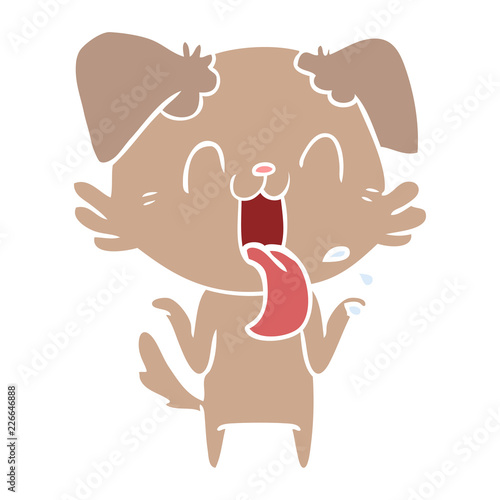 flat color style cartoon panting dog shrugging shoulders