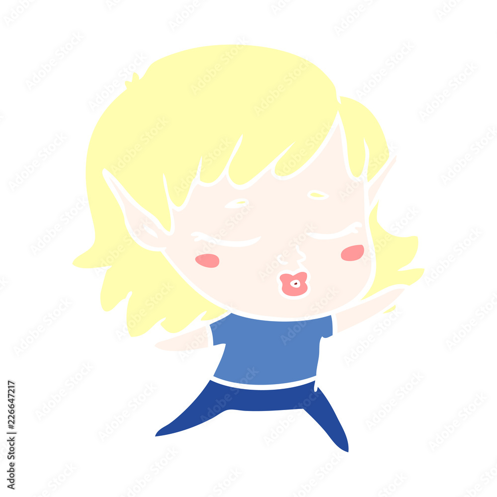 pretty flat color style cartoon elf girl pretty flat color style cartoon elf girl