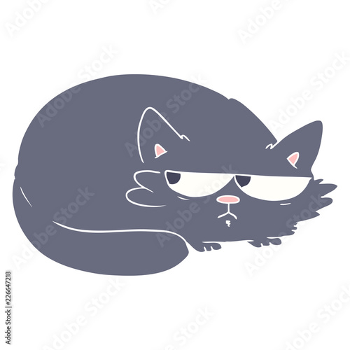 flat color style cartoon suspicious cat