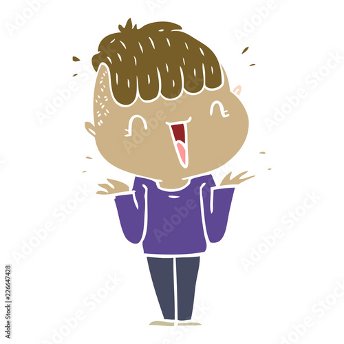flat color style cartoon happy boy surprised