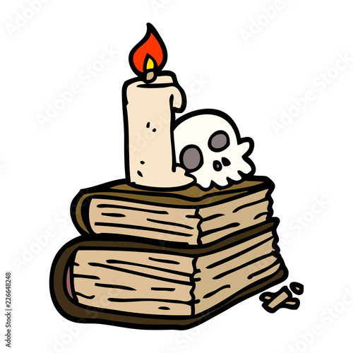 cartoon doodle spooky old spell books