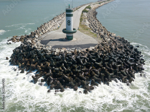 Lighthouse on a breakwater - Itajai, Brazil