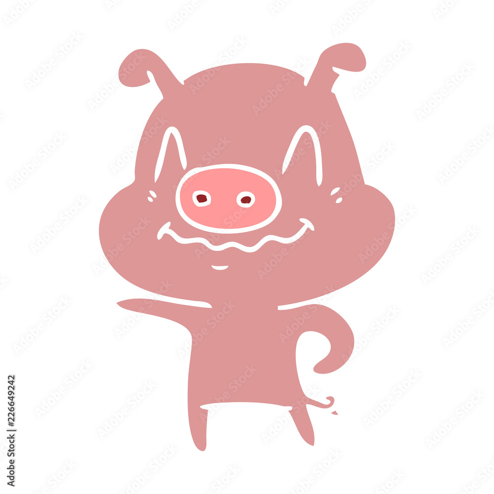 nervous flat color style cartoon pig nervous flat color style cartoon pig