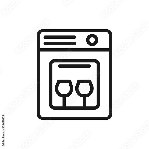 Dishwasher flat icon. Single high quality outline symbol of kitchen equipment for web design or mobile app. Thin line signs of dishwasher for design logo, visit card.