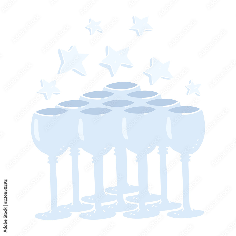 flat color illustration of a cartoon wine glasses