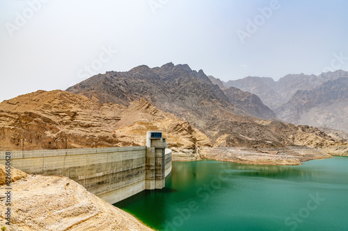 Wadi Dayqah Dam in Qurayyat, Oman. It is located about 70 km southeast of the Omani capital Muscat. photo