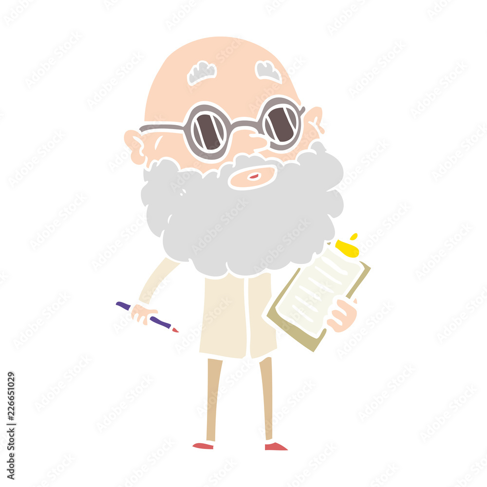 flat color style cartoon curious man with beard and sunglasses flat color style cartoon curious man with beard and sunglasses