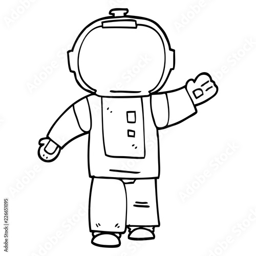 line drawing cartoon walking astronaut