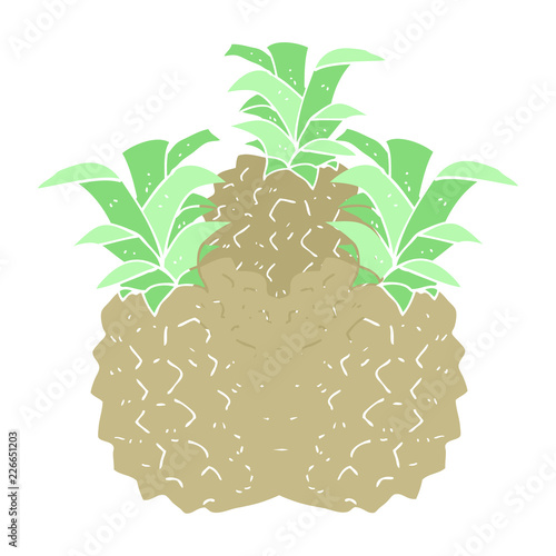 flat color illustration of a cartoon pineapple