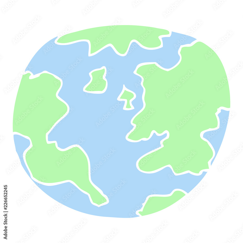 flat color illustration of a cartoon planet earth