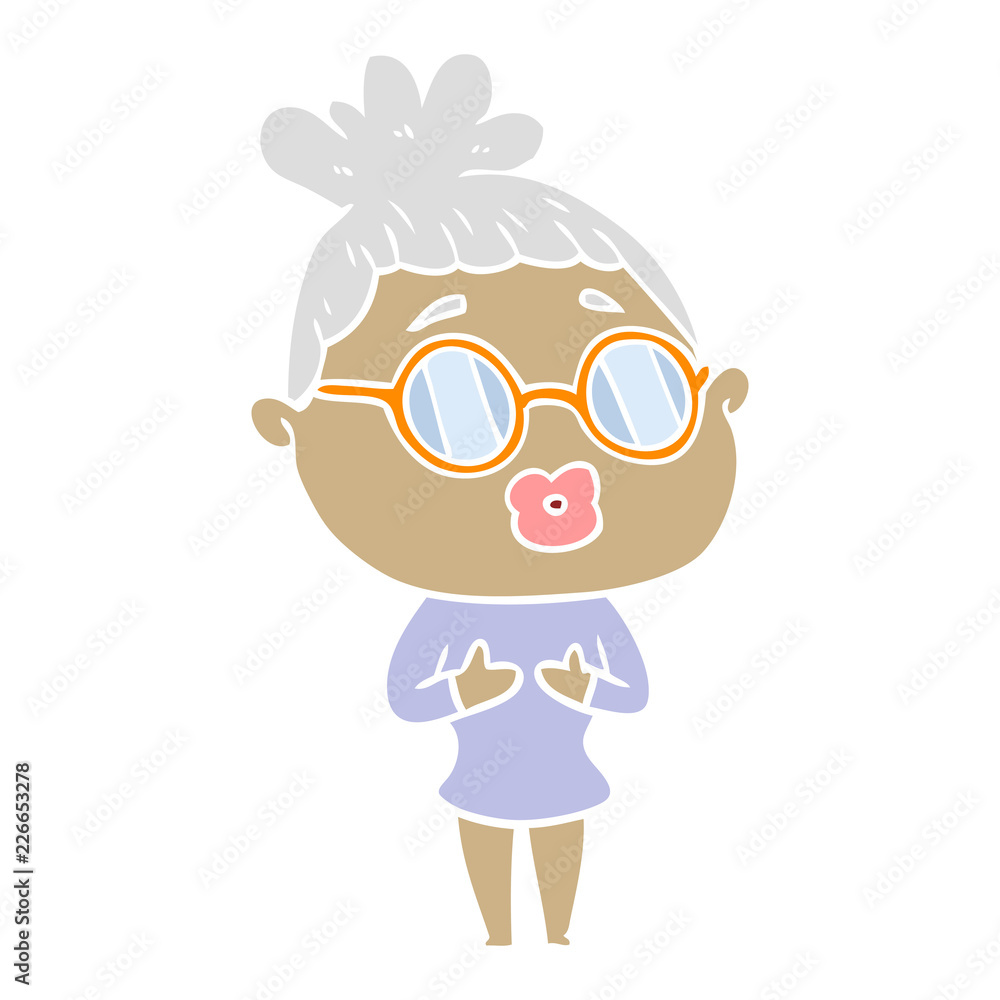 flat color style cartoon woman wearing spectacles flat color style cartoon woman wearing spectacles