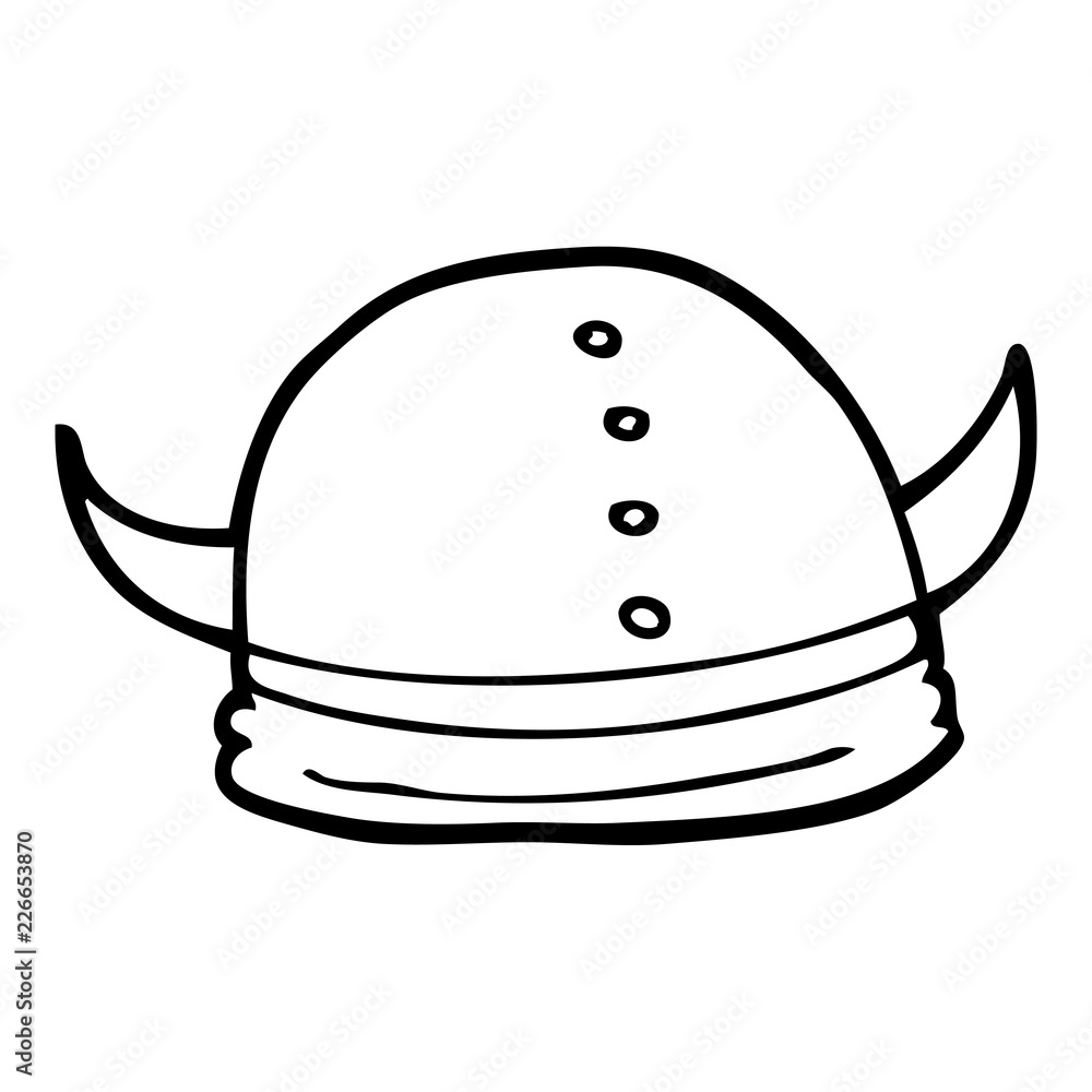 Fototapeta premium line drawing cartoon viking helmet