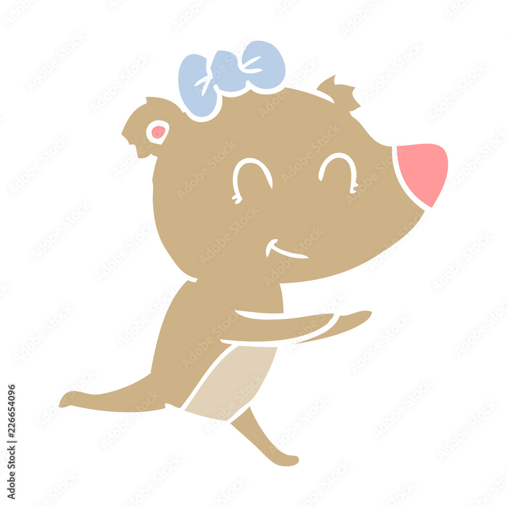 running female bear flat color style cartoon running female bear flat color style cartoon