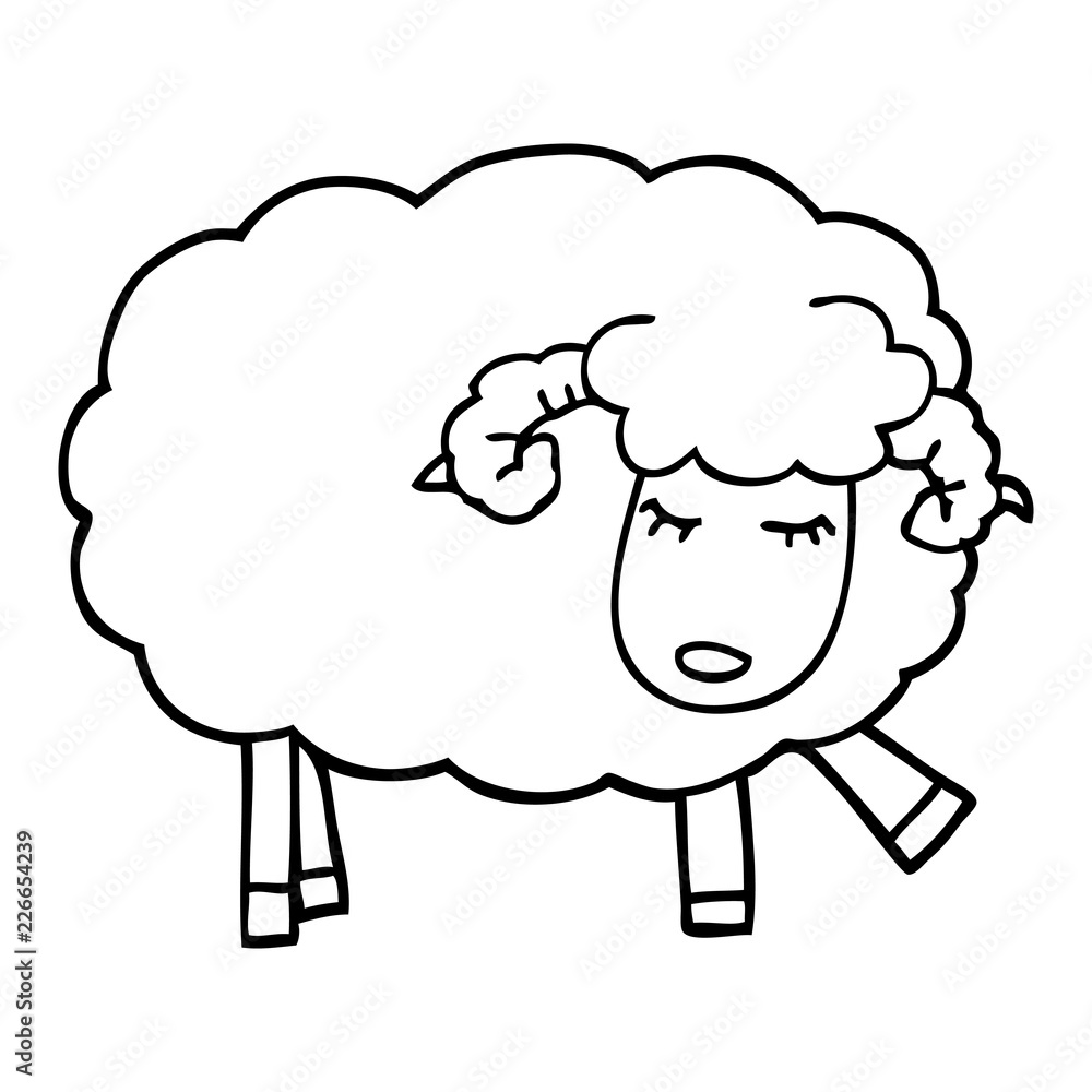 line drawing cartoon cute sheep line drawing cartoon cute sheep