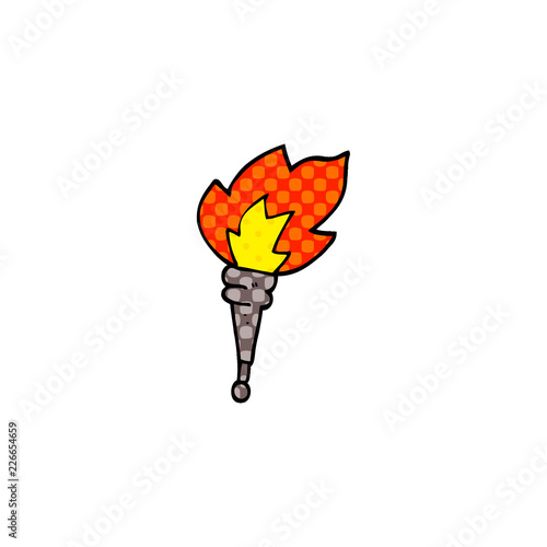 cartoon doodle flaming torch