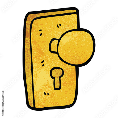 cartoon doodle door handle with keyhole