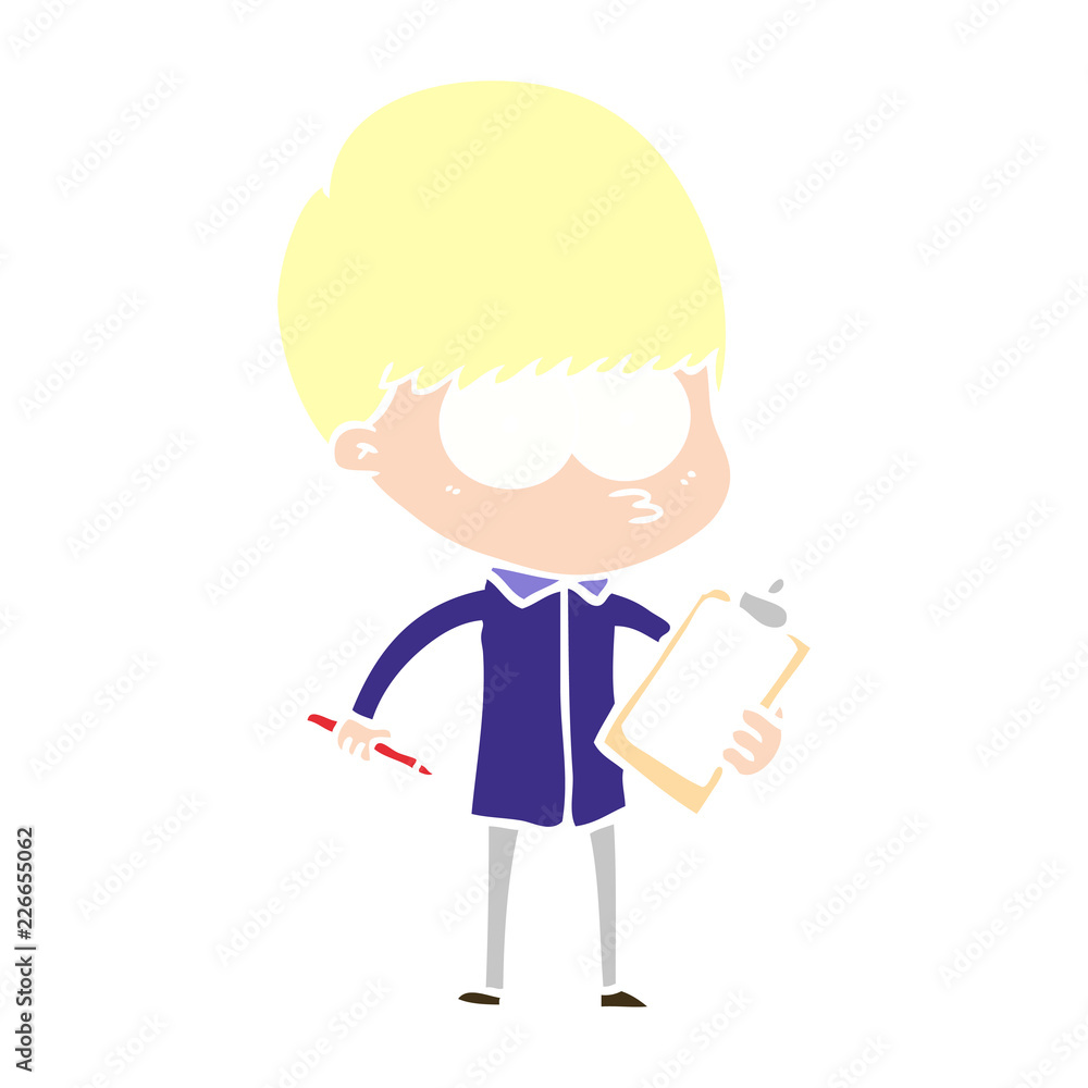nervous flat color style cartoon boy nervous flat color style cartoon boy