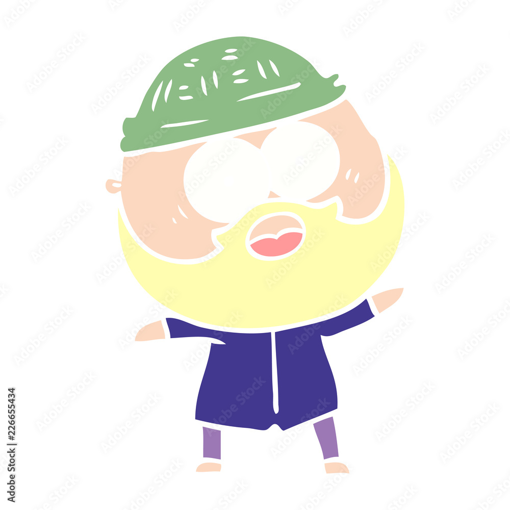 flat color style cartoon surprised bearded man flat color style cartoon surprised bearded man
