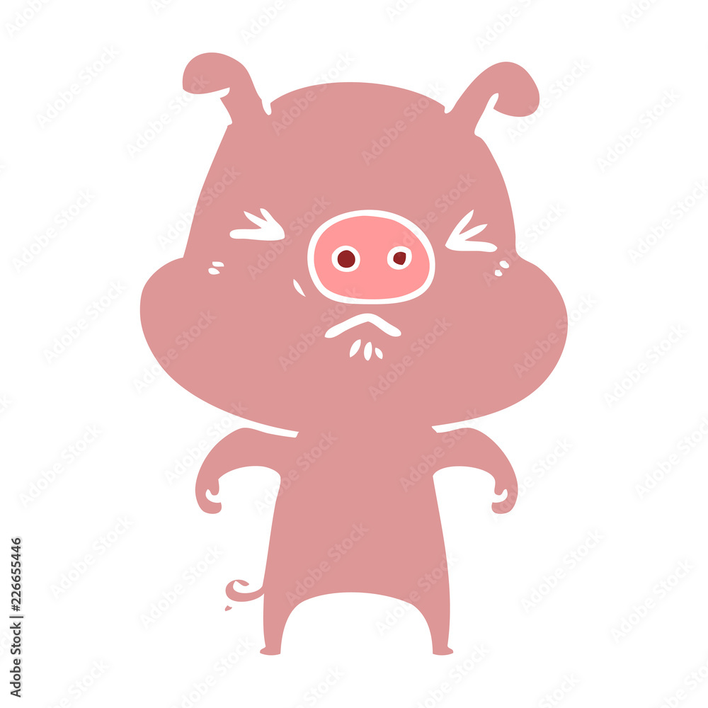 flat color style cartoon angry pig flat color style cartoon angry pig