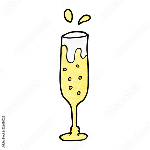 cartoon doodle glass of champagne