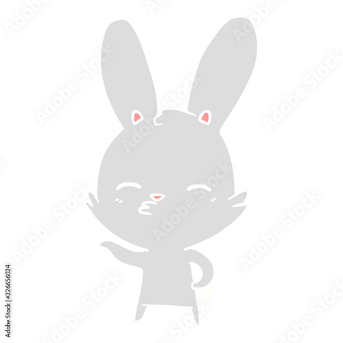 curious bunny flat color style cartoon