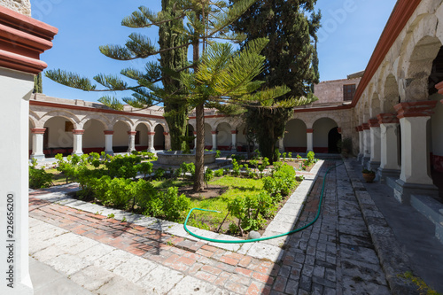 garden and cloister of the monastery de la Recoleta Arequipa Peru