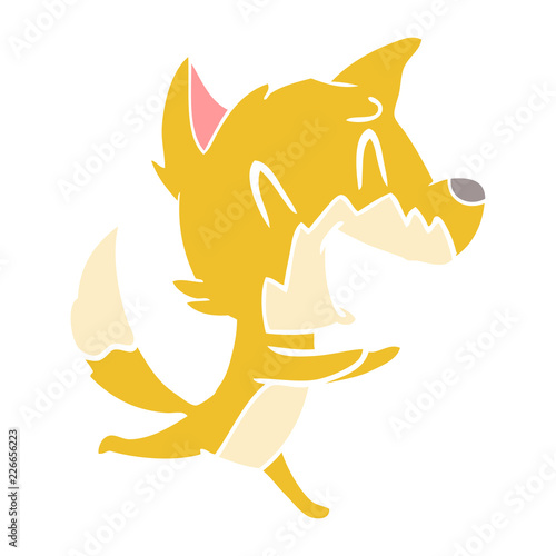 laughing fox running away