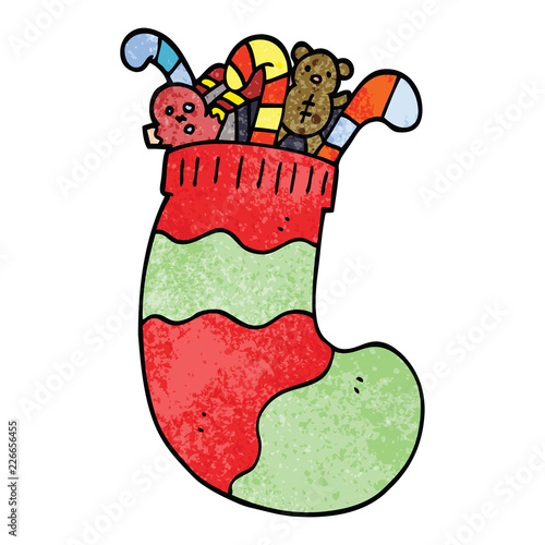 cartoon doodle christmas stocking full of toys