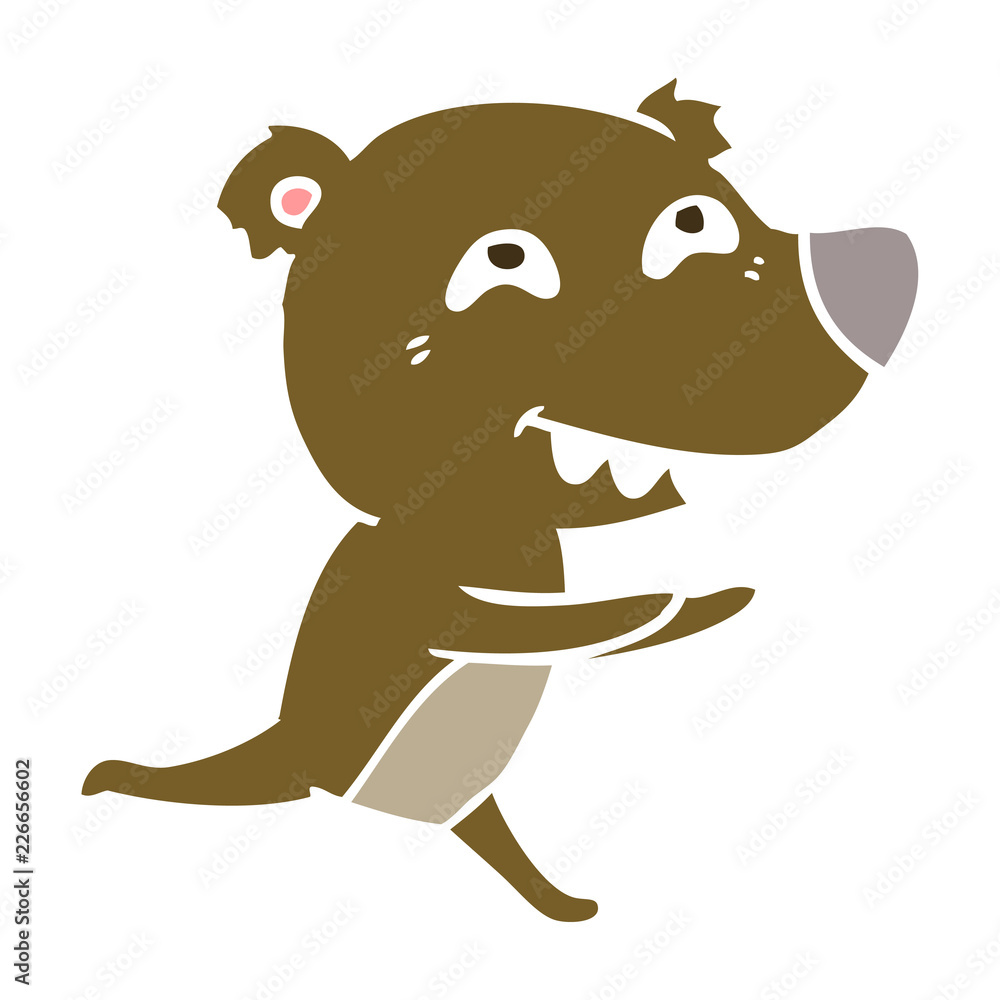 flat color style cartoon bear running flat color style cartoon bear running