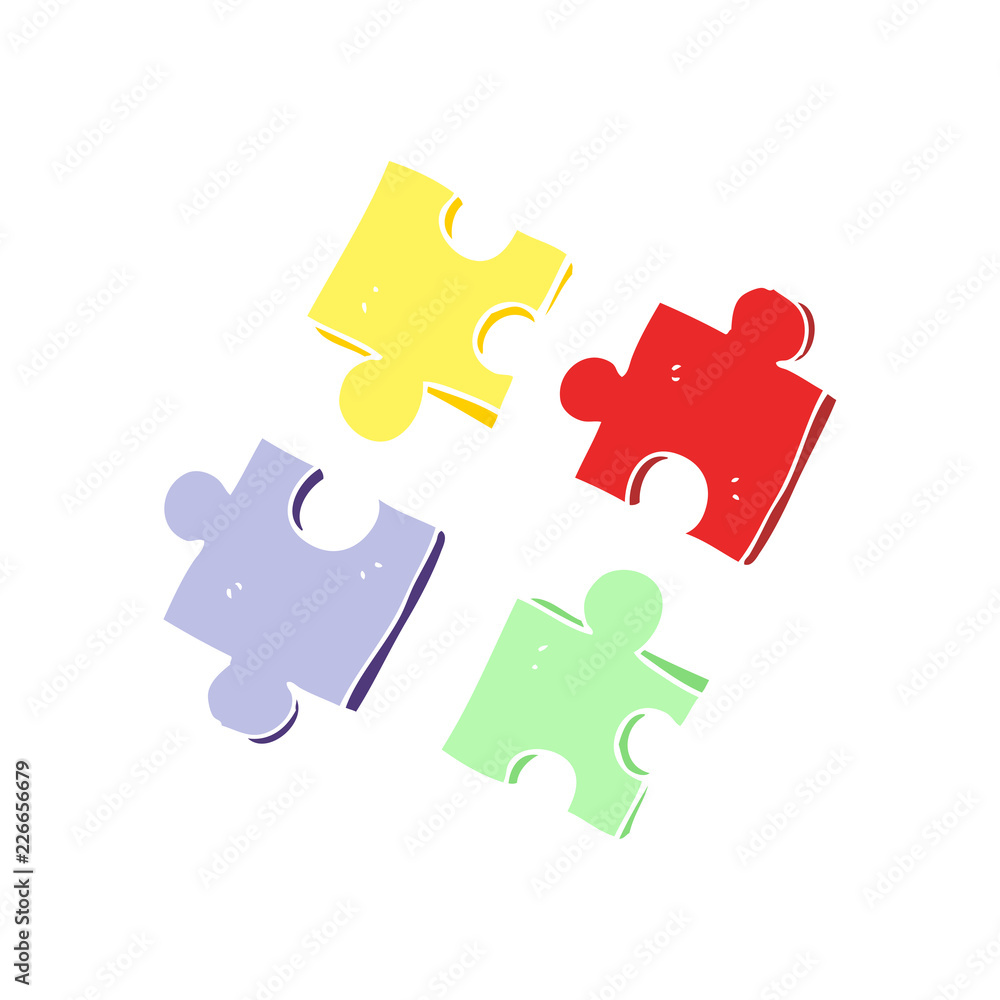 flat color illustration of a cartoon jig saw pieces flat color illustration of a cartoon jig saw pieces