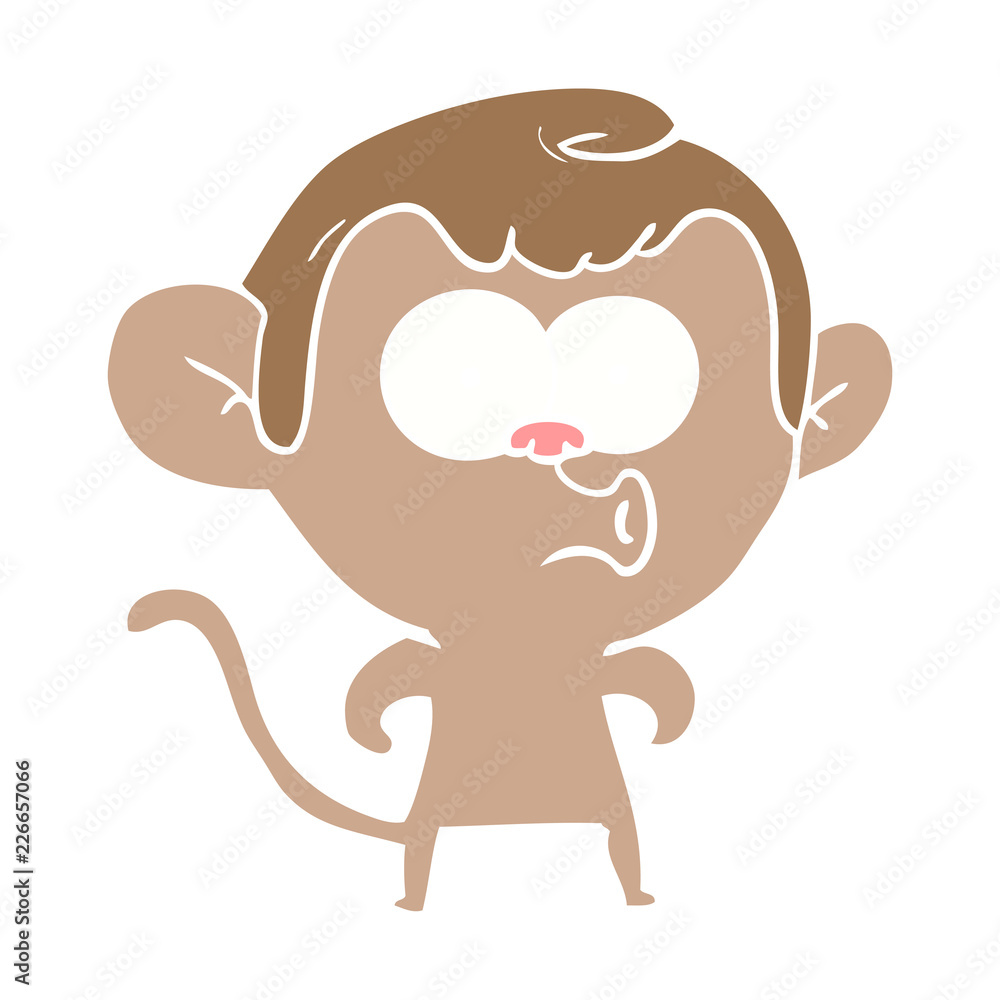 flat color style cartoon hooting monkey flat color style cartoon hooting monkey