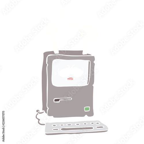 flat color style cartoon tired computer overheating