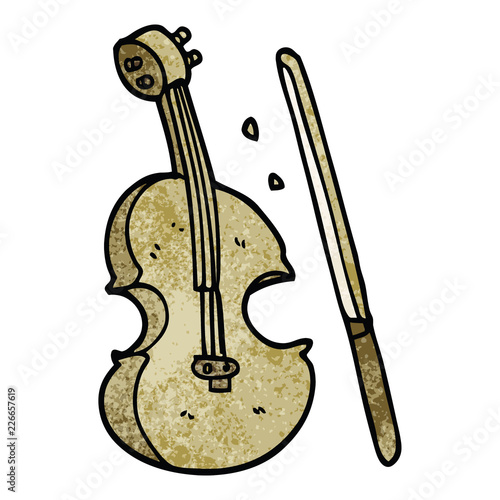 cartoon doodle violin and bow