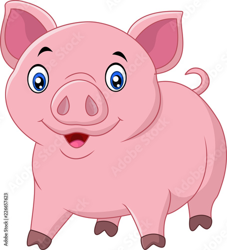 Cartoon happy pig isolated on white background