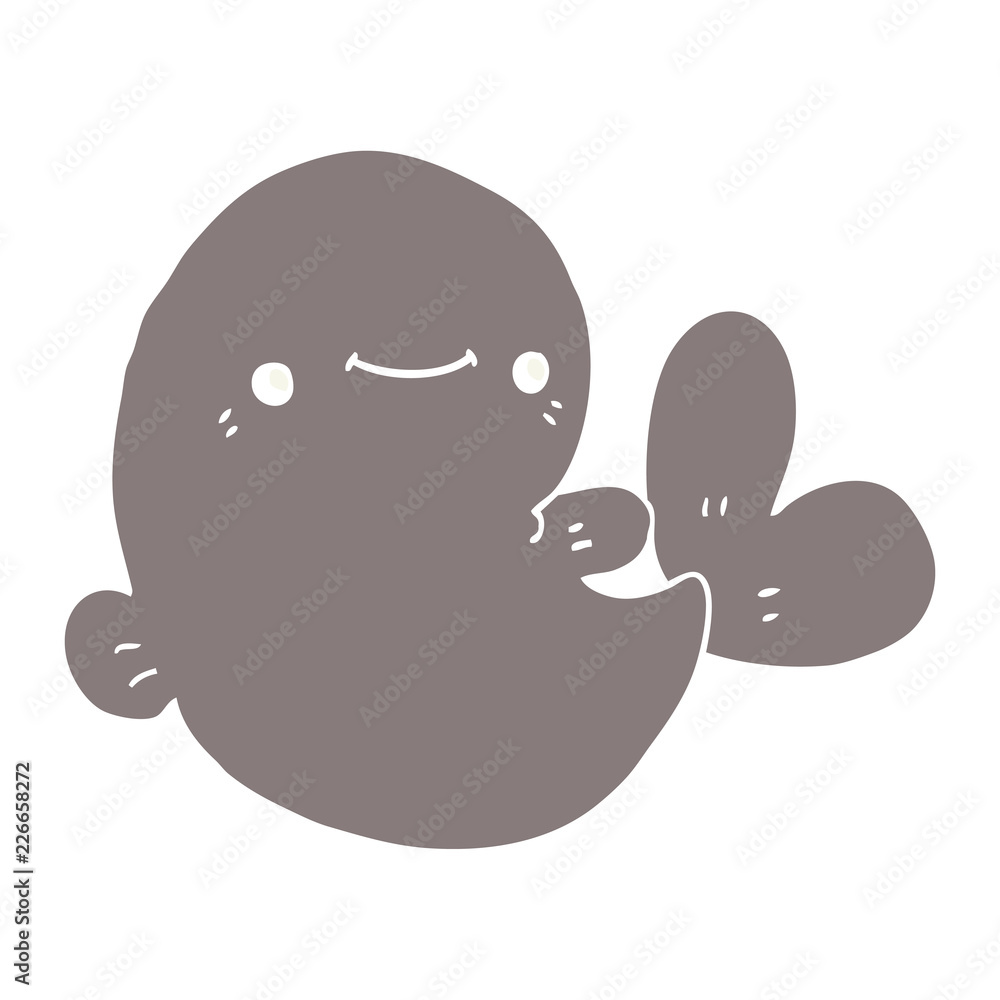 Obraz premium flat color style cartoon whale
